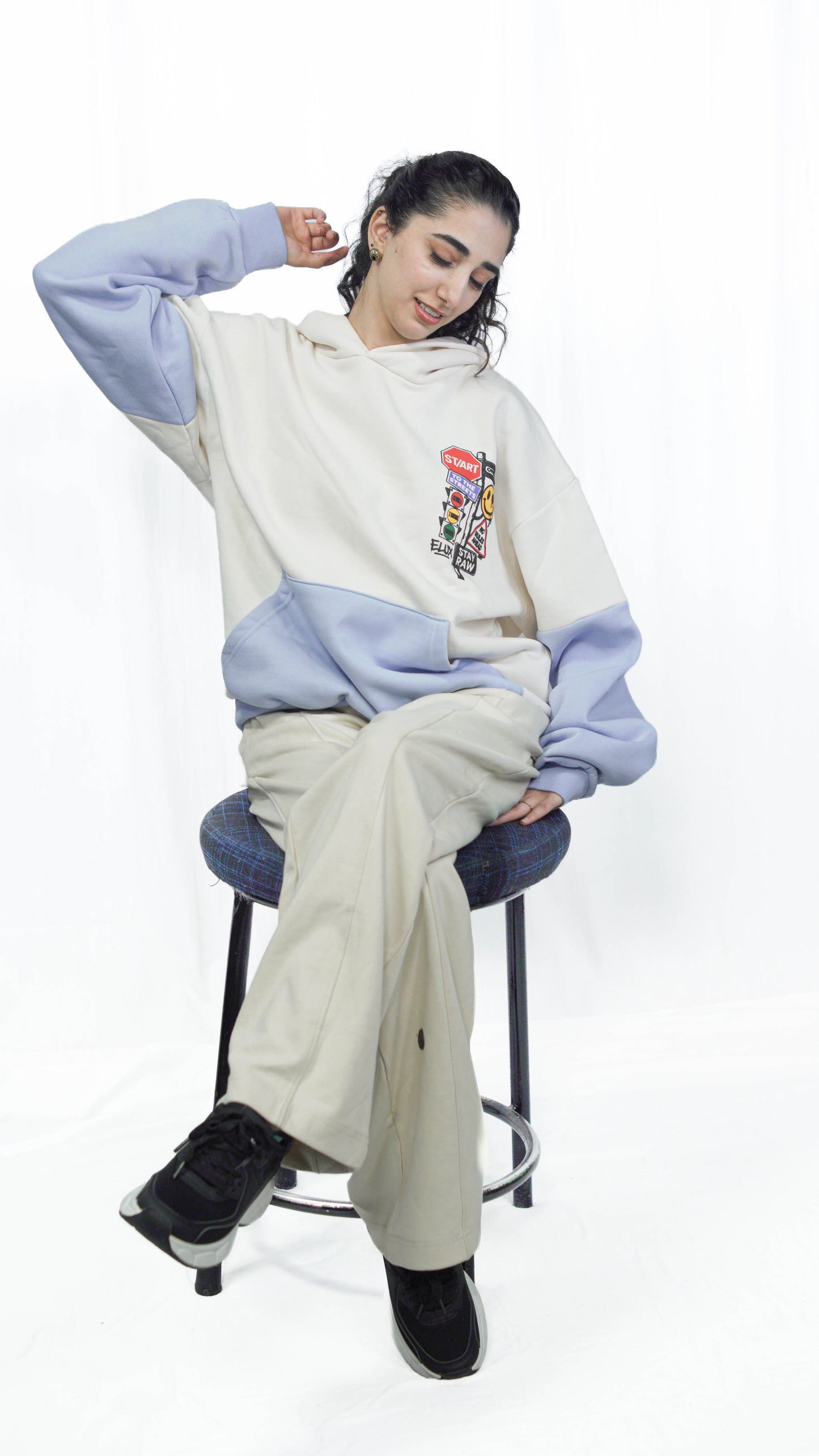 Dual Tone Graphic Hoodie