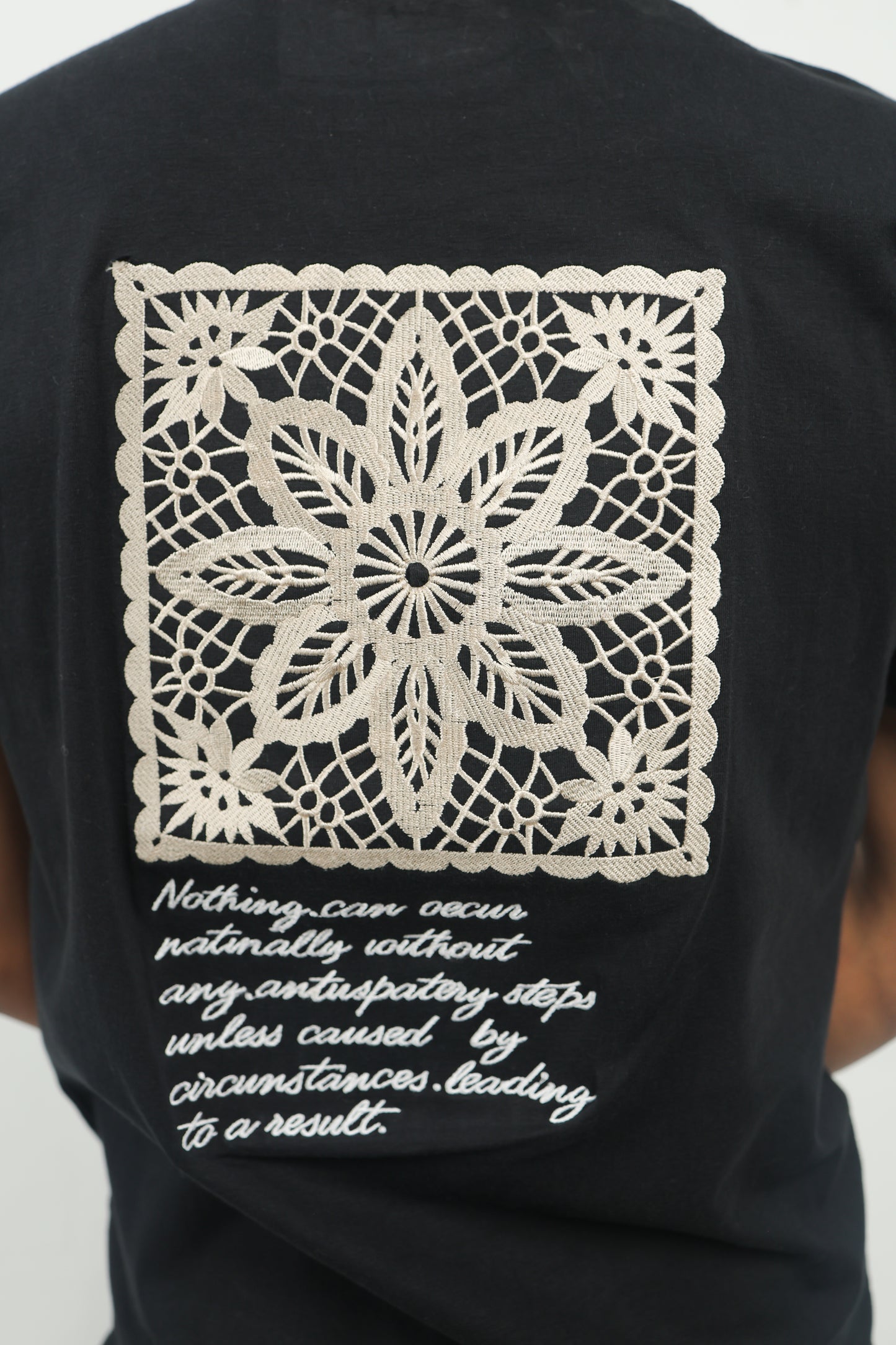 ELUX Floral Lace Embroidered T-Shirt embroidery detail