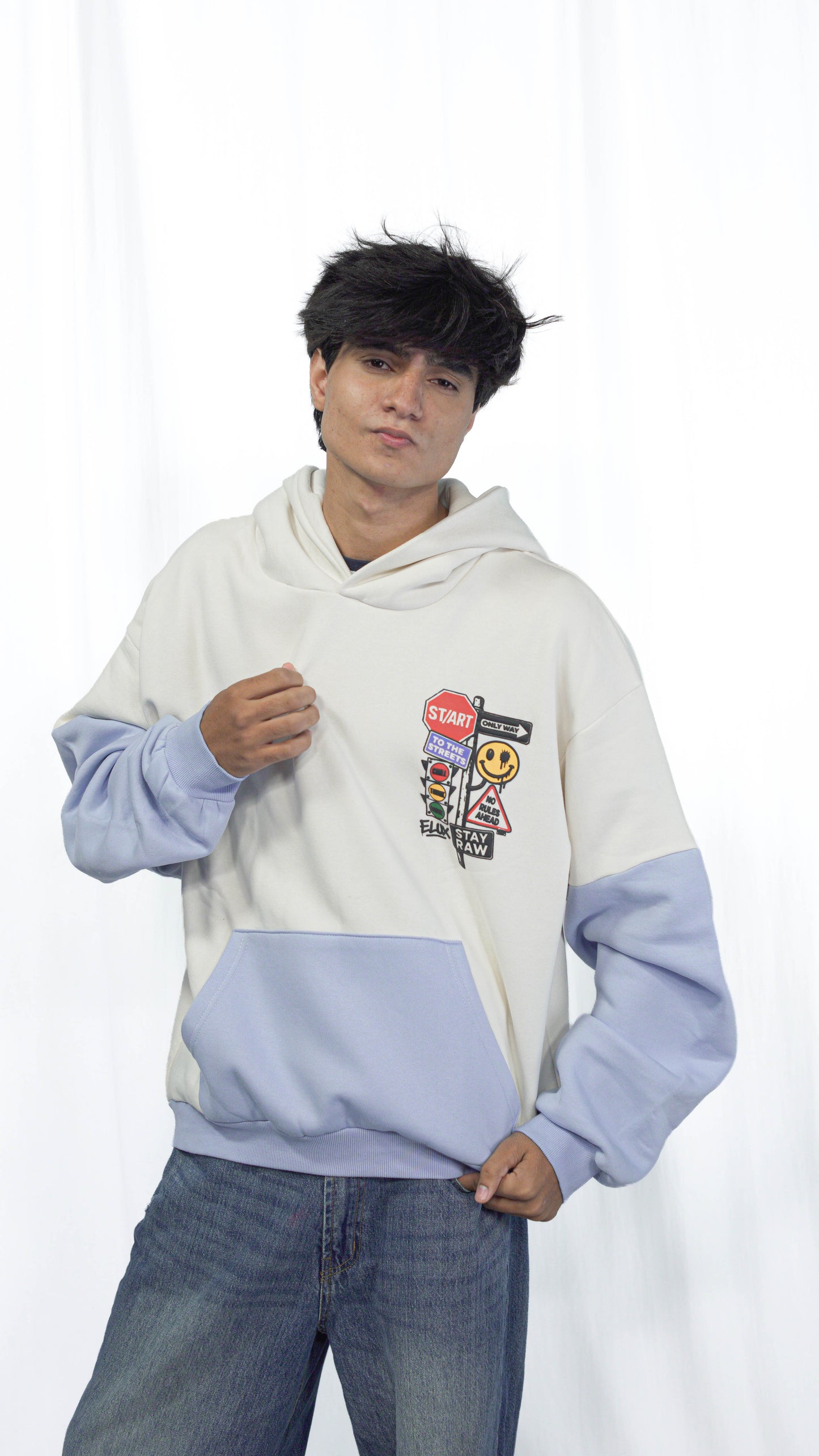 Dual Tone Graphic Hoodie