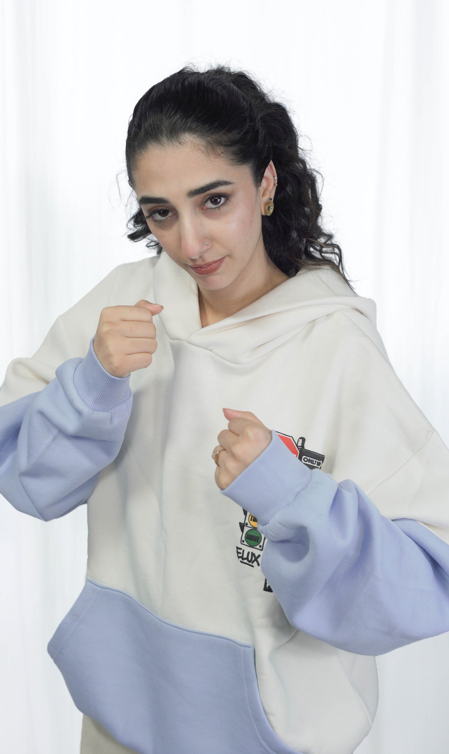Dual Tone Graphic Hoodie