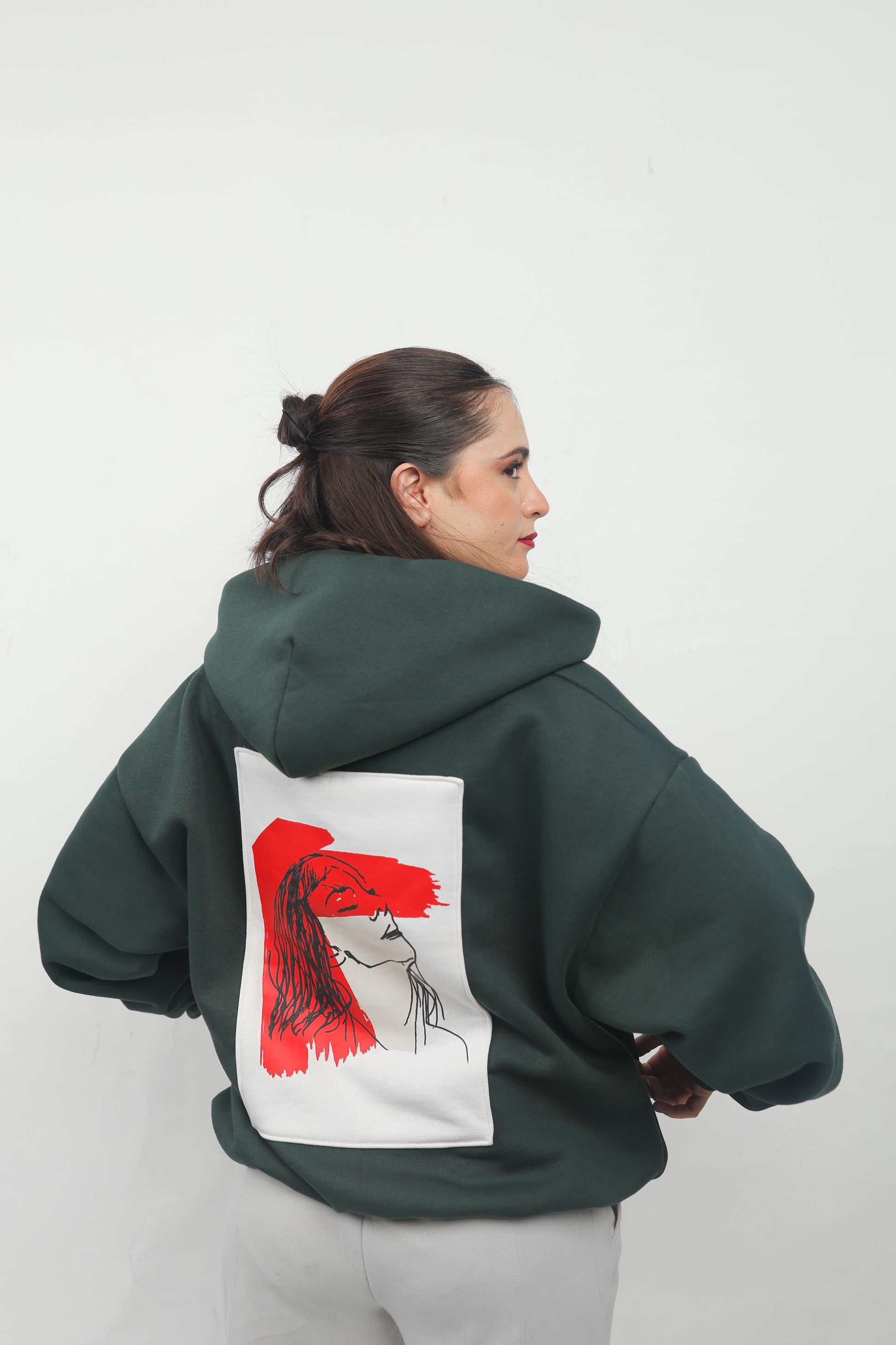 ELUX Abstract Portrait Graphic Hoodie back design detail