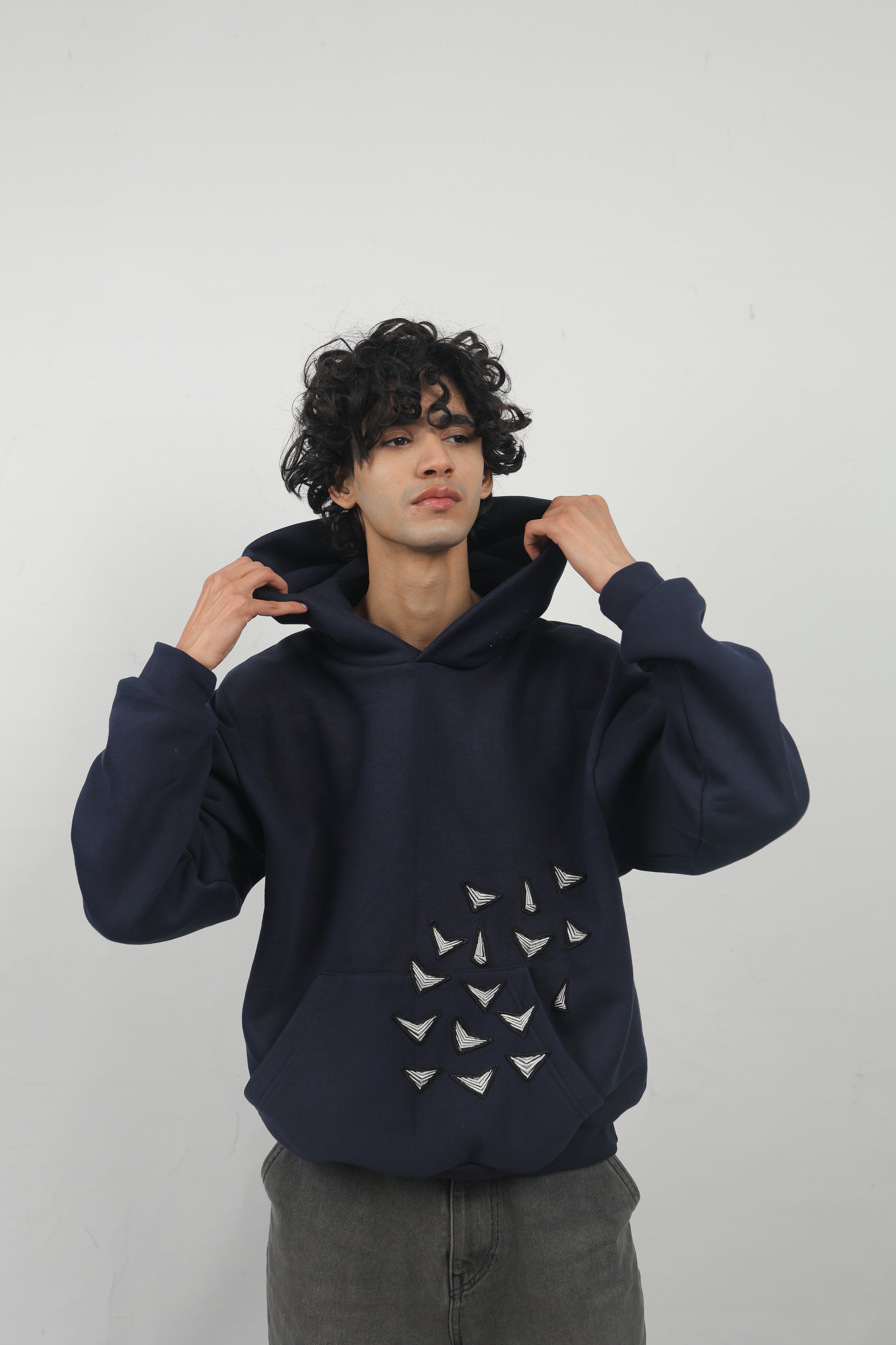ELUX Arrow Embroidery Hoodie angled view