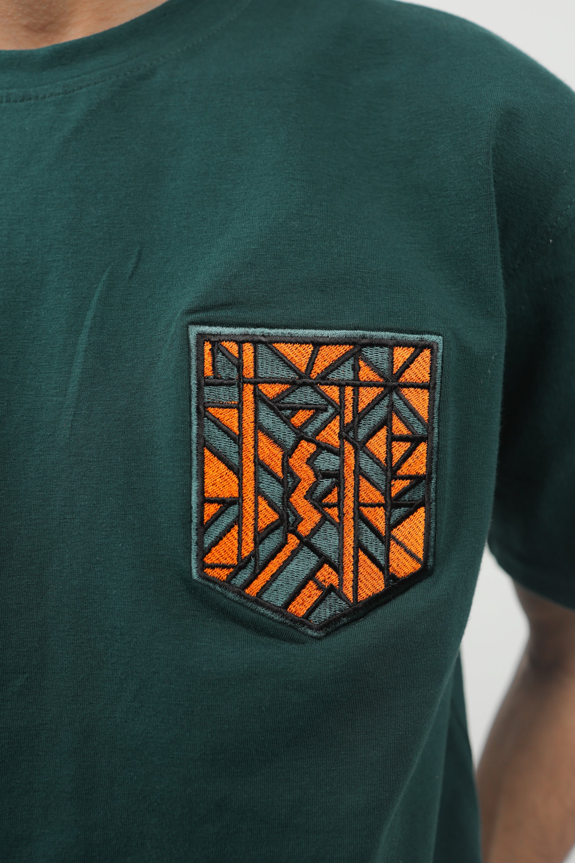 ELUX Geometric Tee embroidery detail