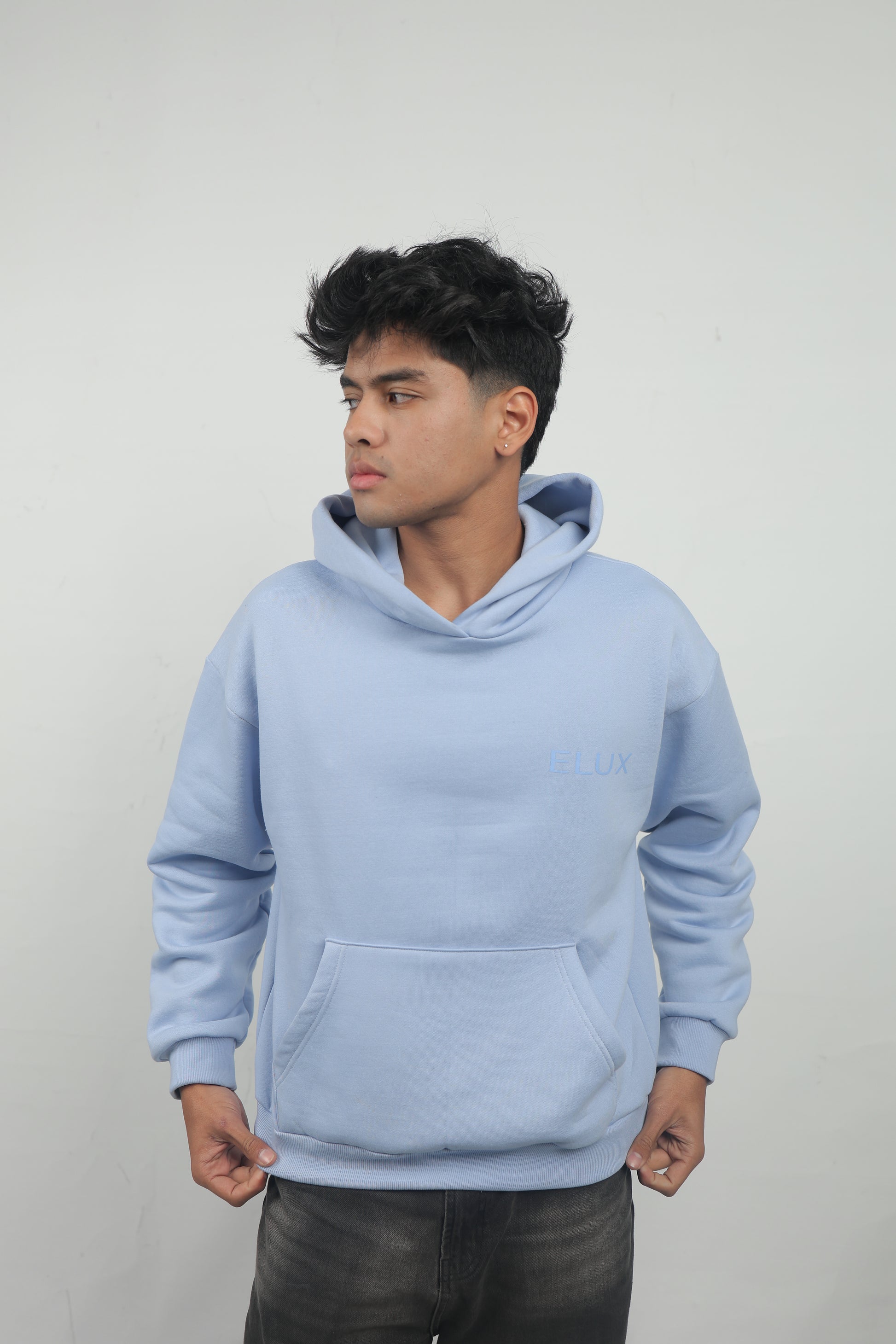 ELUX Minimal Text Hoodie front view
