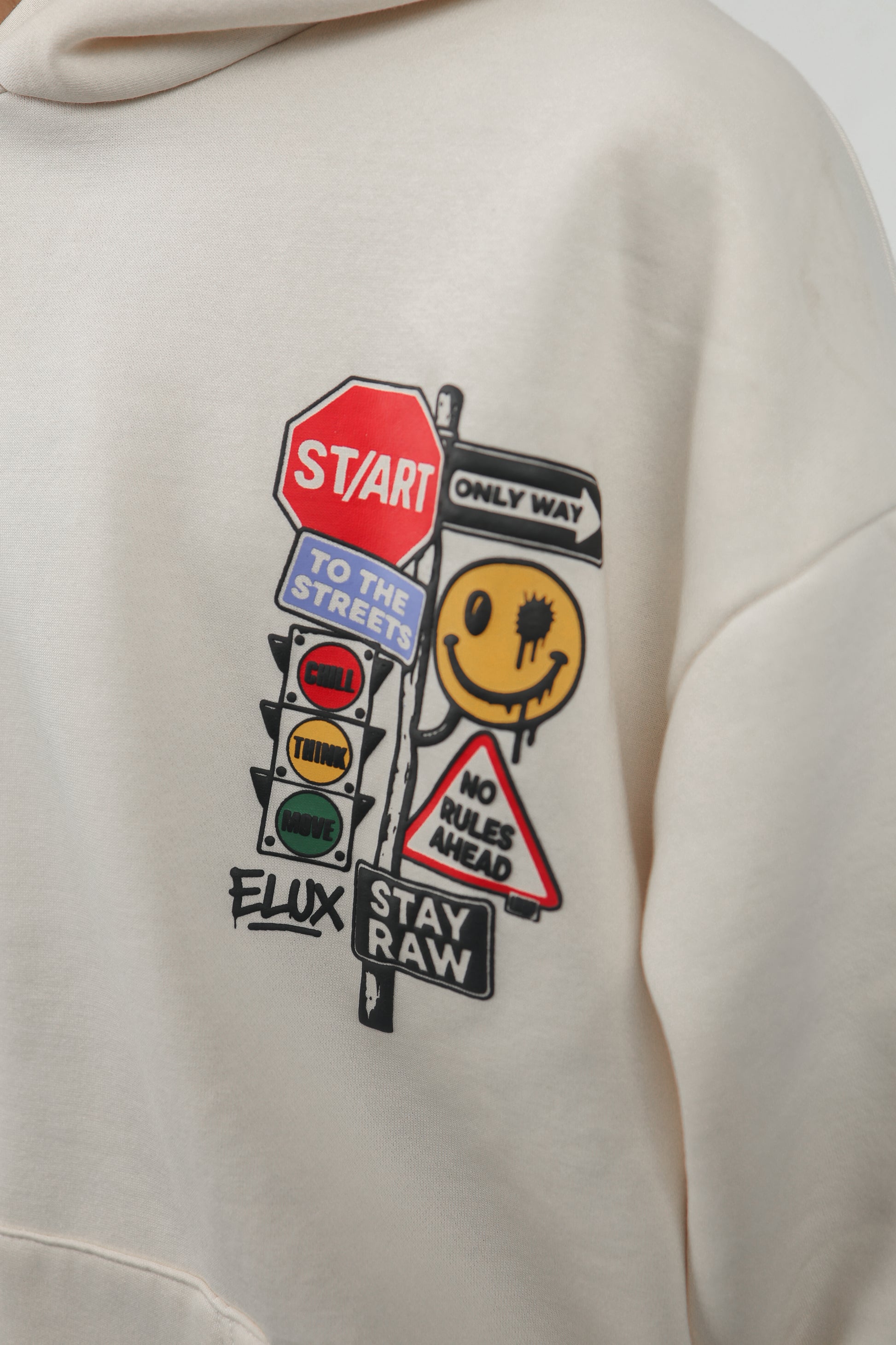 ELUX Urban Street Signs Hoodie print detail